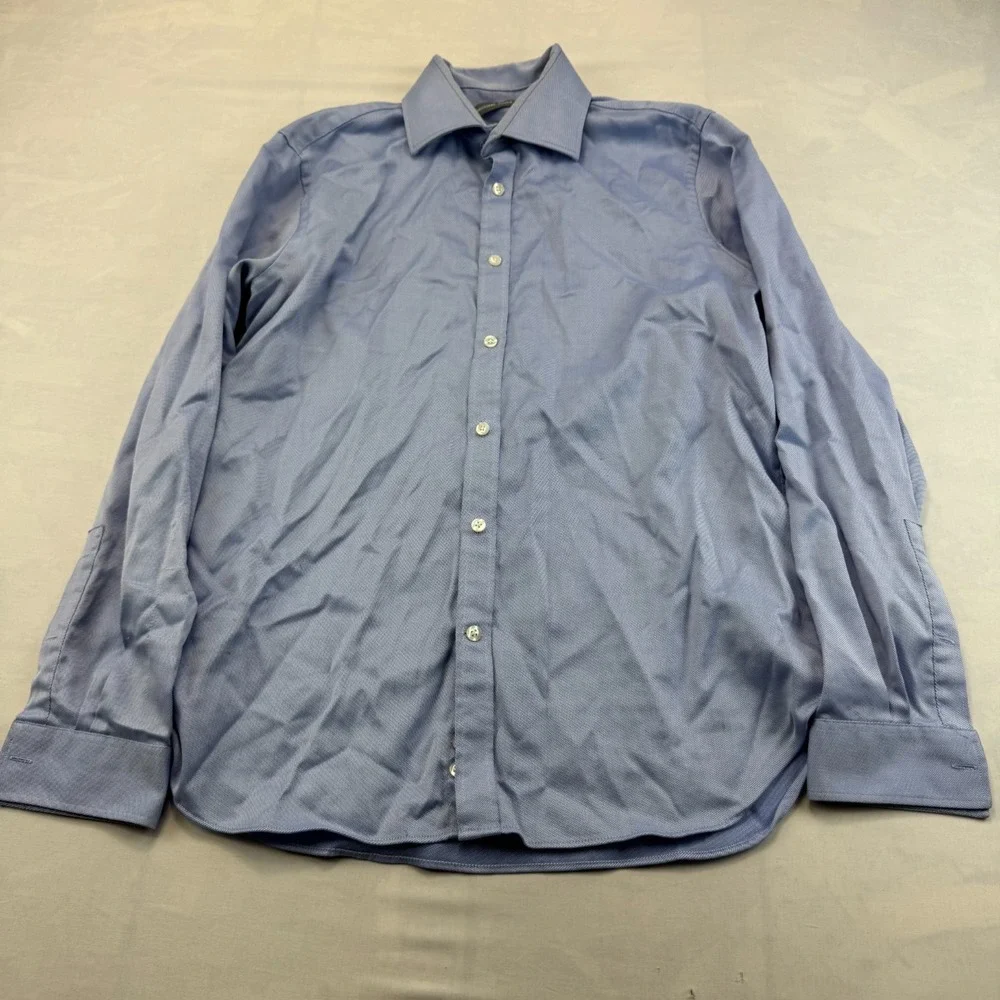 Michael Kors Dress Shirt Mens Large Blue Slim Fit Long Sleeve Collared Button Up